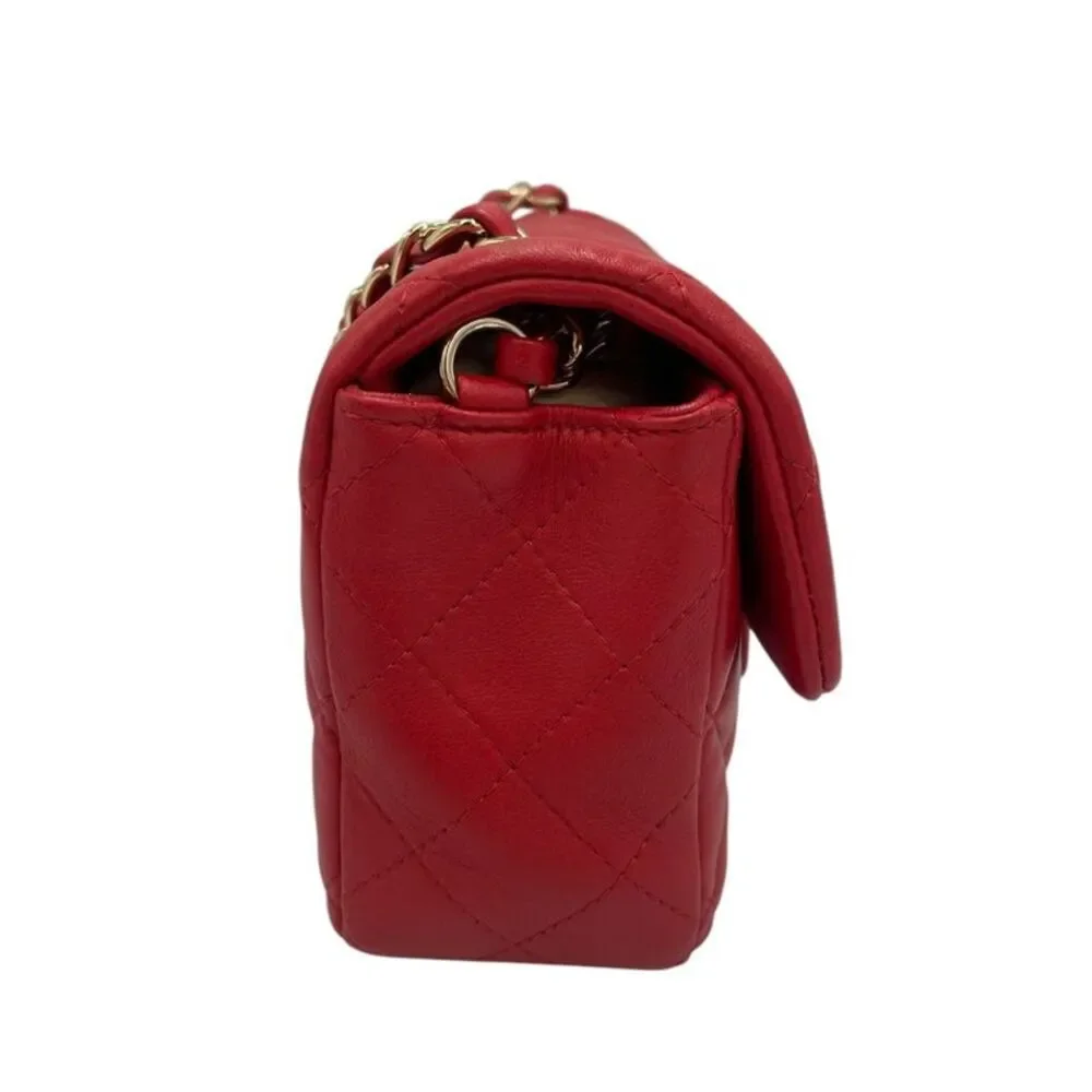 Chanel Classic Double Flap Small Red Lambskin Gold